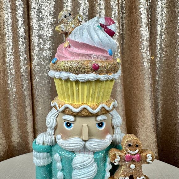 🍬 Pastel Cupcake Gingerbread Nutcracker 10” – Candy Christmas Decor - Picture 2 of 6